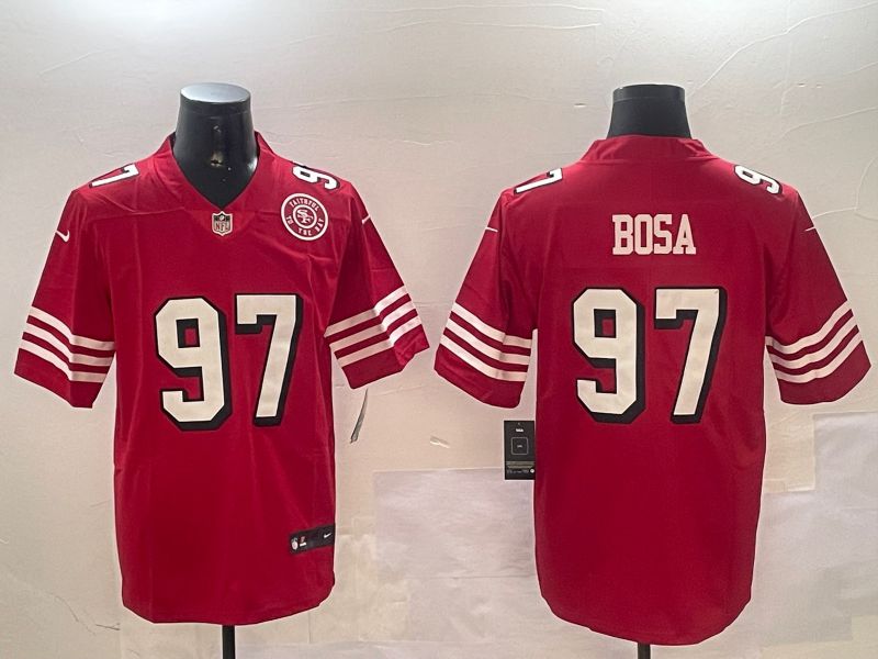 Men San Francisco 49ers 97 Bosa Red Throwback Second generation 2024 Nike Limited NFL Jersey style 4